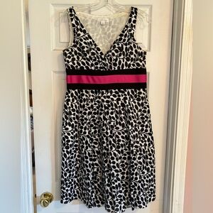 Print dress with waist detail